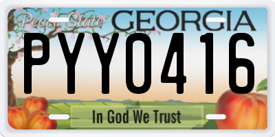 GA license plate PYY0416