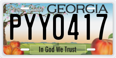 GA license plate PYY0417