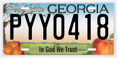 GA license plate PYY0418