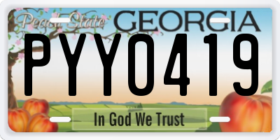 GA license plate PYY0419