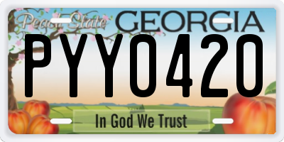 GA license plate PYY0420