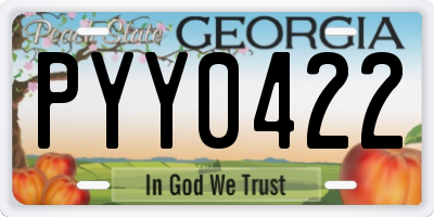 GA license plate PYY0422