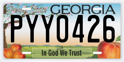 GA license plate PYY0426