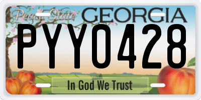 GA license plate PYY0428