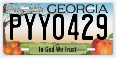 GA license plate PYY0429