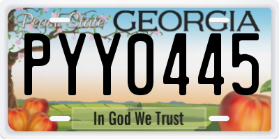 GA license plate PYY0445