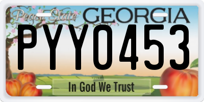 GA license plate PYY0453