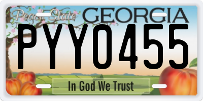 GA license plate PYY0455
