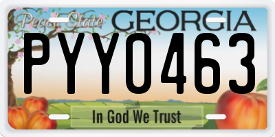 GA license plate PYY0463