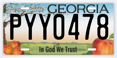 GA license plate PYY0478