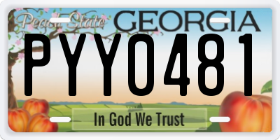GA license plate PYY0481