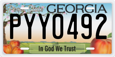 GA license plate PYY0492
