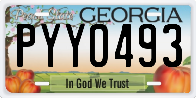 GA license plate PYY0493