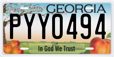 GA license plate PYY0494