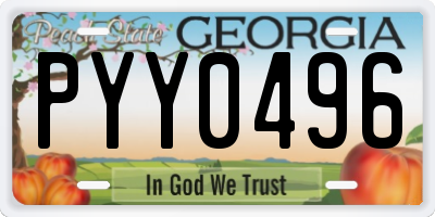 GA license plate PYY0496