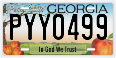 GA license plate PYY0499