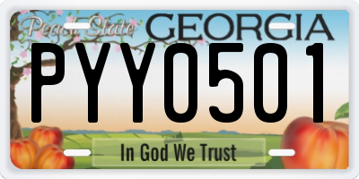 GA license plate PYY0501