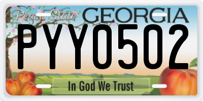 GA license plate PYY0502