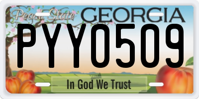 GA license plate PYY0509