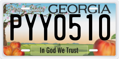 GA license plate PYY0510