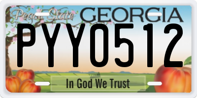 GA license plate PYY0512