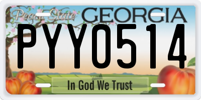 GA license plate PYY0514