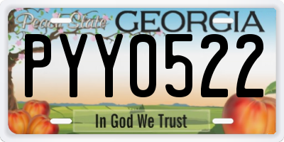 GA license plate PYY0522