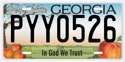 GA license plate PYY0526