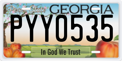 GA license plate PYY0535