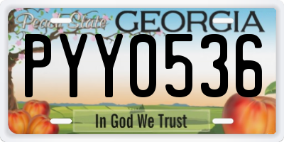 GA license plate PYY0536
