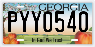GA license plate PYY0540