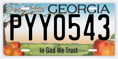 GA license plate PYY0543
