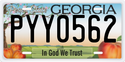GA license plate PYY0562