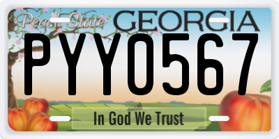 GA license plate PYY0567
