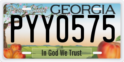 GA license plate PYY0575