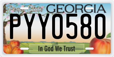 GA license plate PYY0580