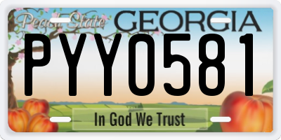 GA license plate PYY0581
