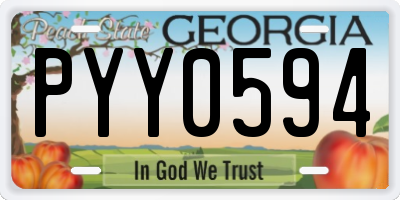 GA license plate PYY0594
