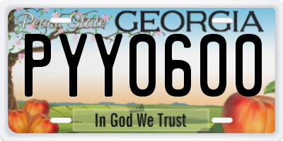 GA license plate PYY0600