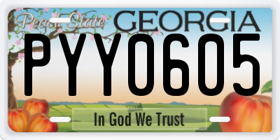 GA license plate PYY0605