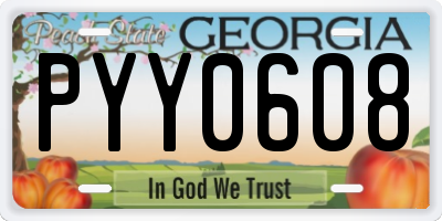 GA license plate PYY0608