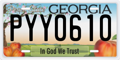 GA license plate PYY0610