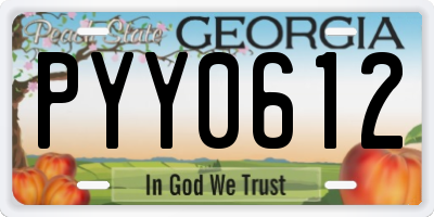 GA license plate PYY0612