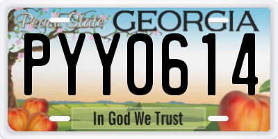 GA license plate PYY0614