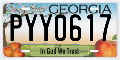 GA license plate PYY0617