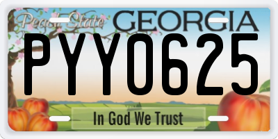 GA license plate PYY0625