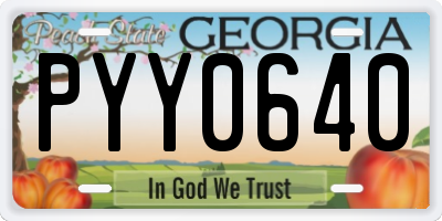 GA license plate PYY0640