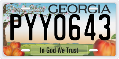 GA license plate PYY0643