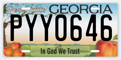 GA license plate PYY0646