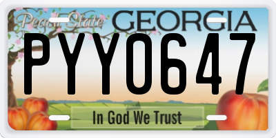 GA license plate PYY0647